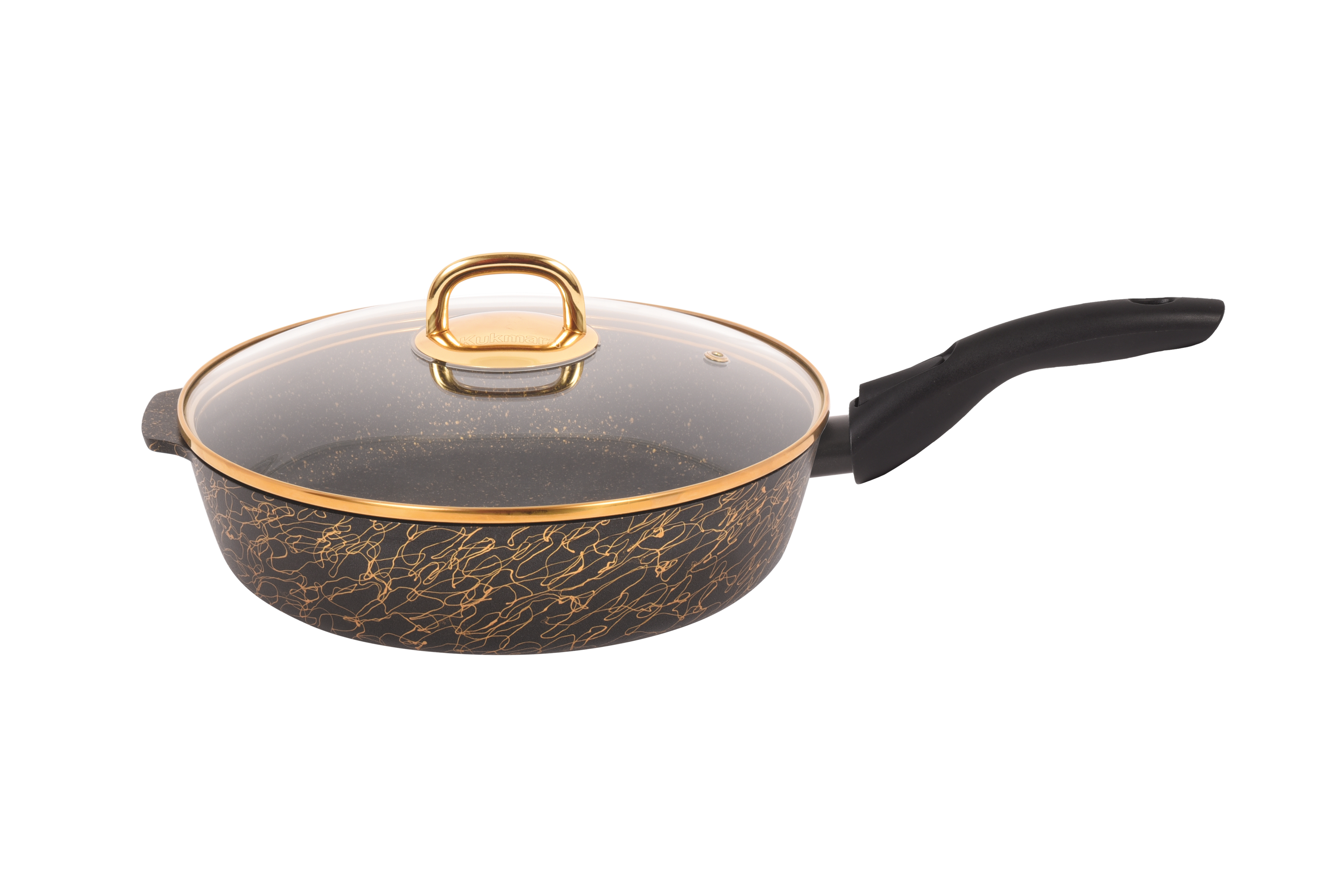 сгчз282а Сковорода глубокая 28 см со съёмной ручкой, со стеклянной крышкой АП линия Грация (черный_золото) 1 пнг 